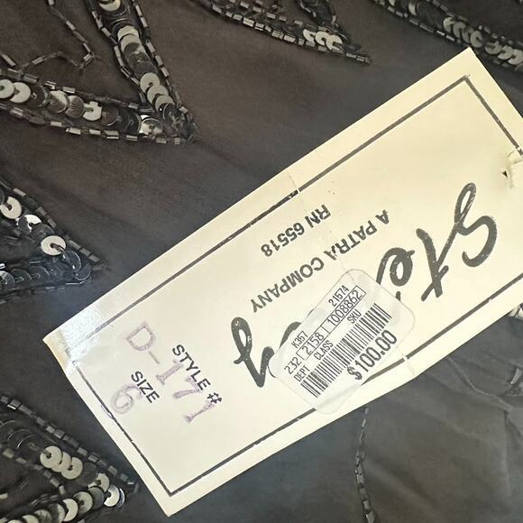 Vintage Stenay Silk Beaded Maxi Dress 6 Black Gown Cocktail Beaded Formal Party - Picture 14 of 16